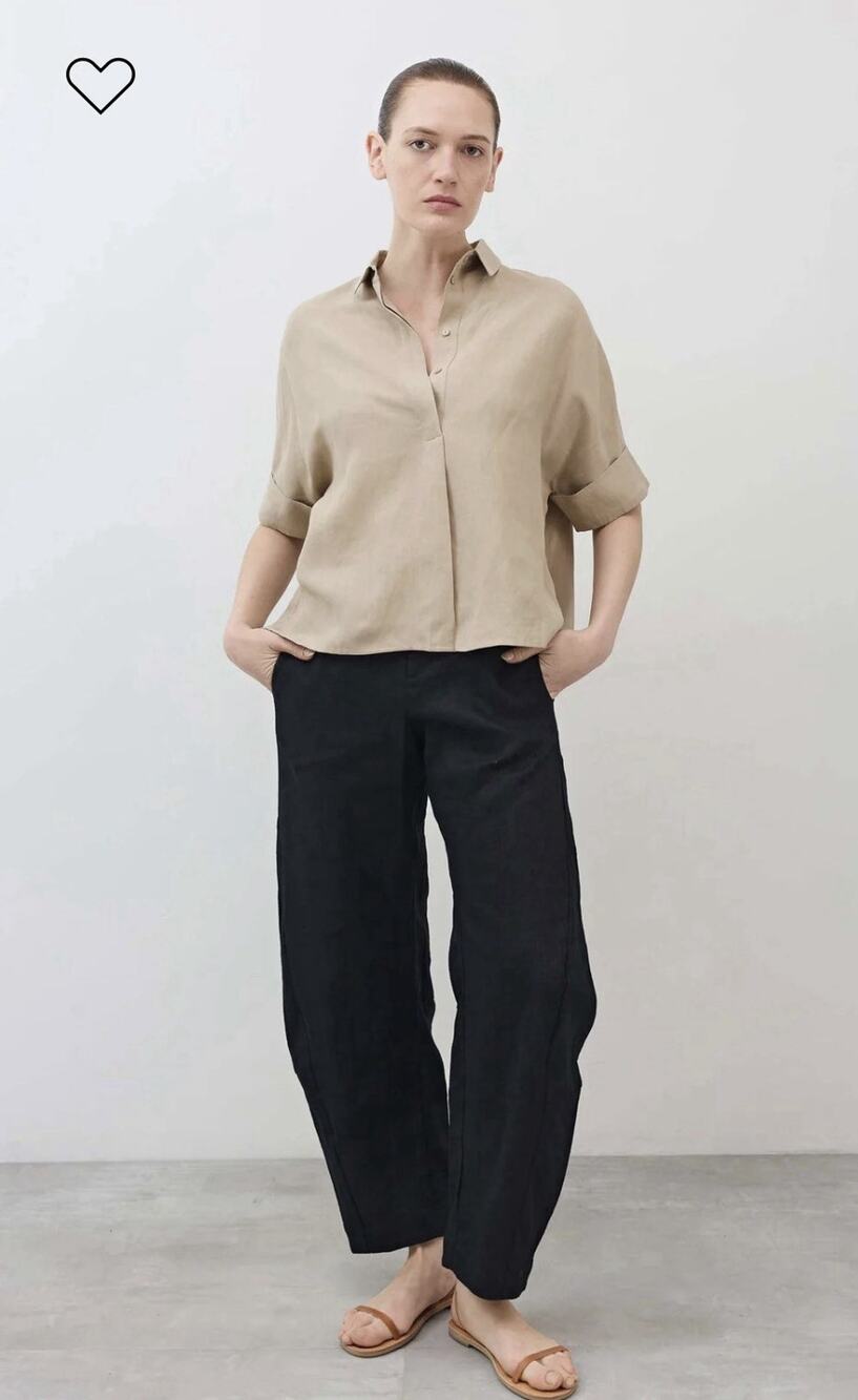 NWT Ruti Silk Linen Oversized Pullover Blouse •M• Crop Tunic Shirt Top $289